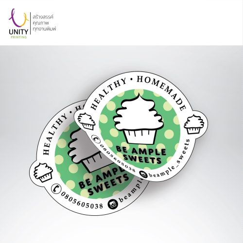 ตัวอย่างงานพิมพ์สติ๊กเกอร์ Unity printing